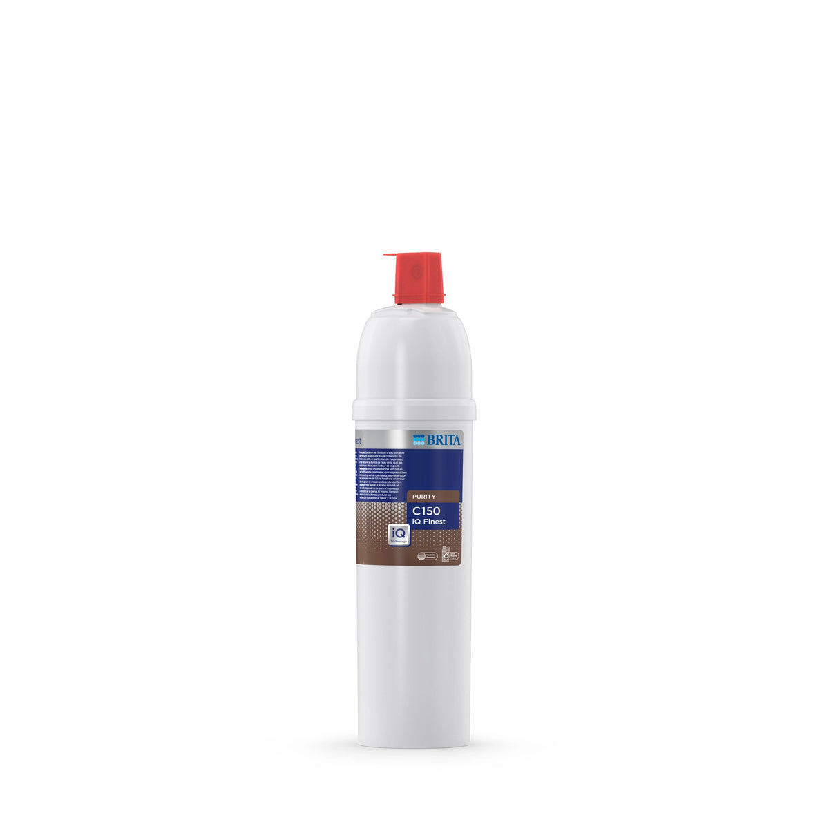 BRITA-waterfilterpatroon PURITY C150 iQ Finest op een witte achtergrond.