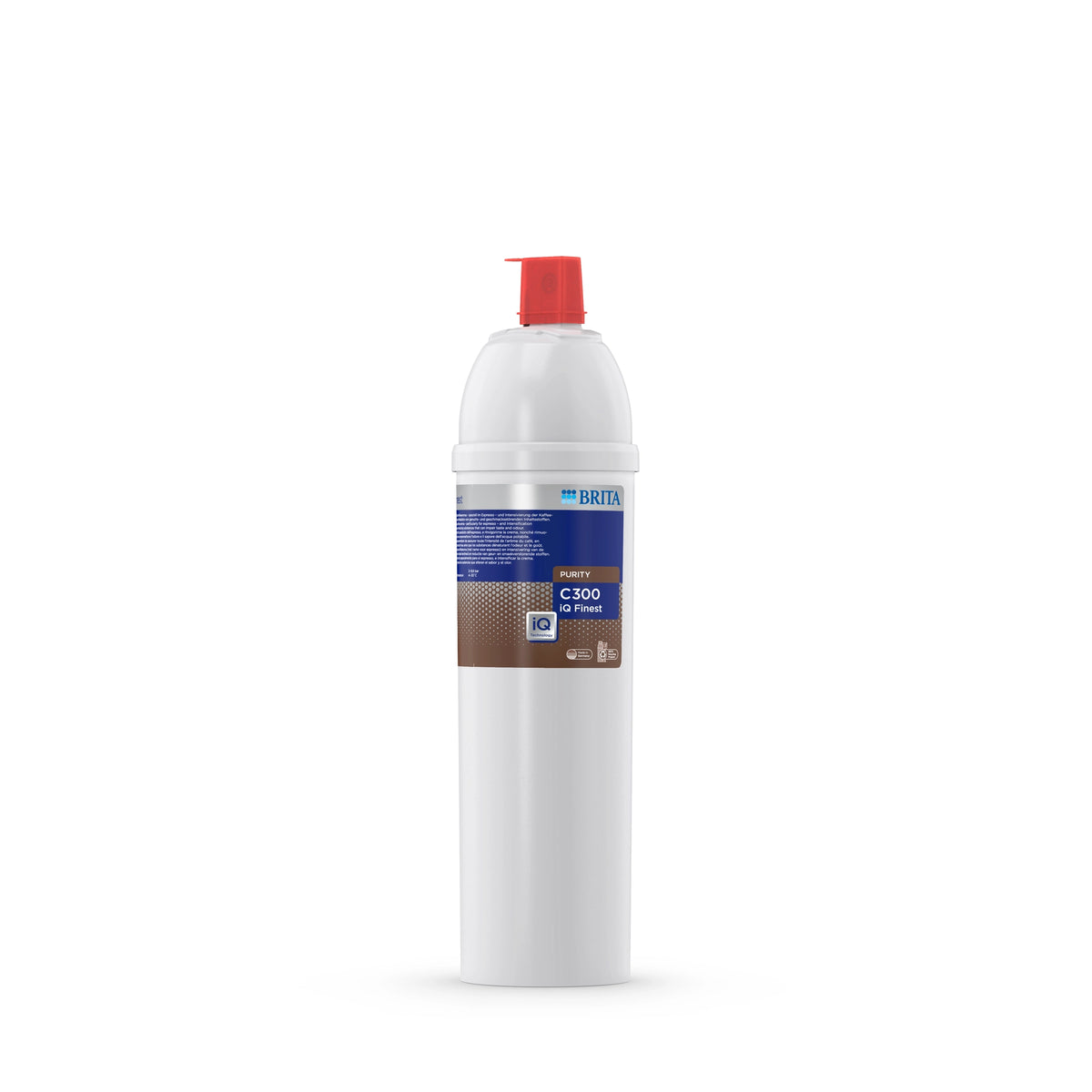 BRITA-waterfilterpatroon PURITY C300 iQ Finest op een witte achtergrond.