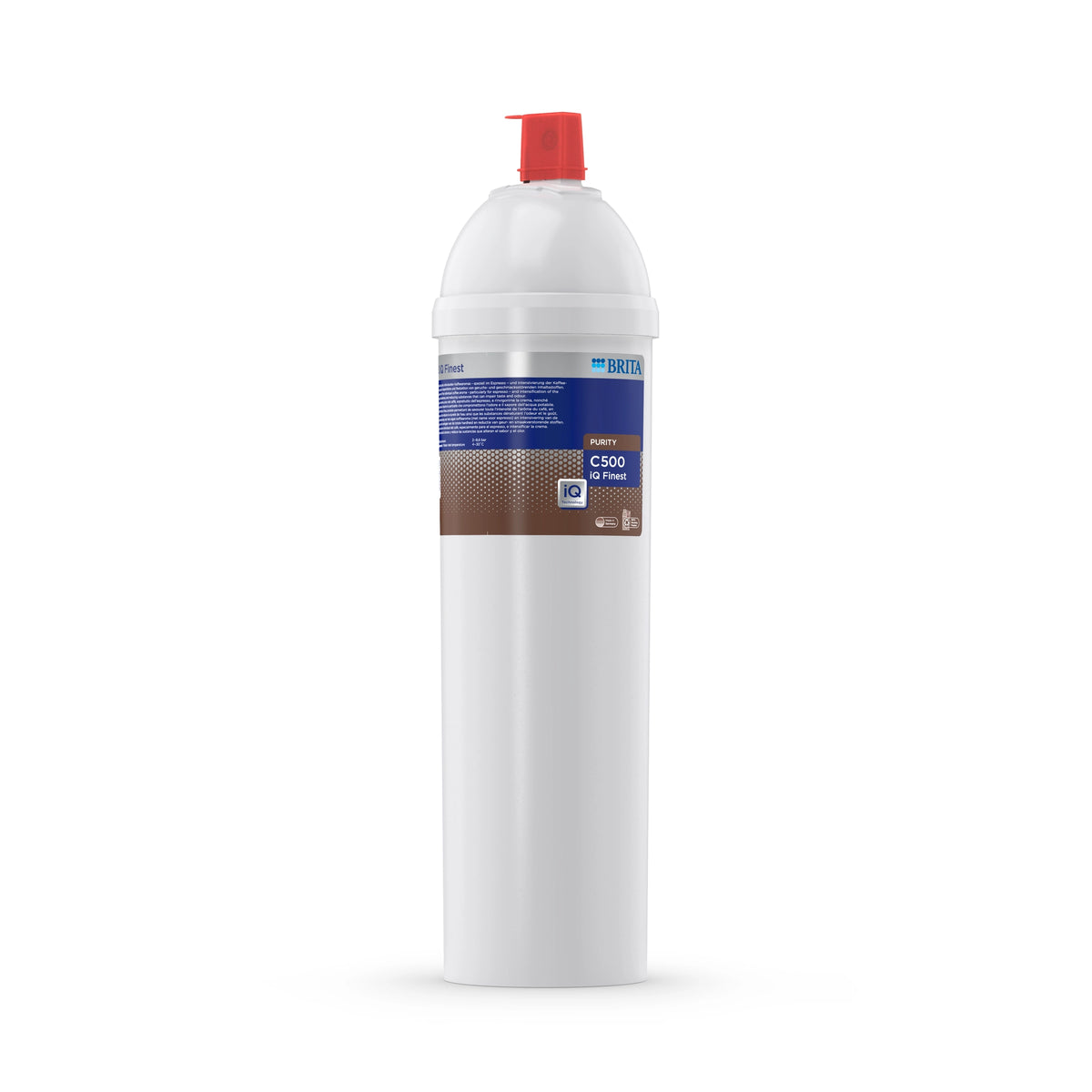BRITA-waterfilterpatroon PURITY C500 iQ Finest op een witte achtergrond.